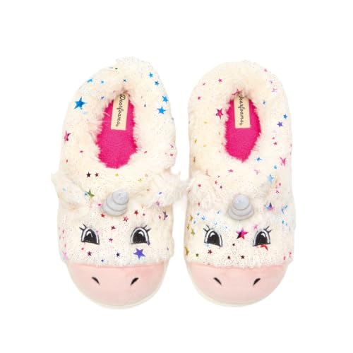 Dearfoams Unisex-Child Kids Toddlers Whimsical Animal Critter Washable Slipper Lady Unicorn Rainbow Sparkles 13-1 Big Kid