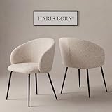 Haris Børn® Design Esszimmerstühle (2er Set) Beige - Bequeme & weiche Dining Room Chairs, Skandinavischer Premium Polsterstuhl Esszimmer, moderner Dining Chair, 30 Tage risikofrei testen