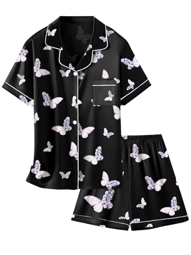 Image of Girls & Womens Satin Pajamas Set, Silk Button-Down Sleepwear 2 Piece Nightwear, 3 Years - Women XXL