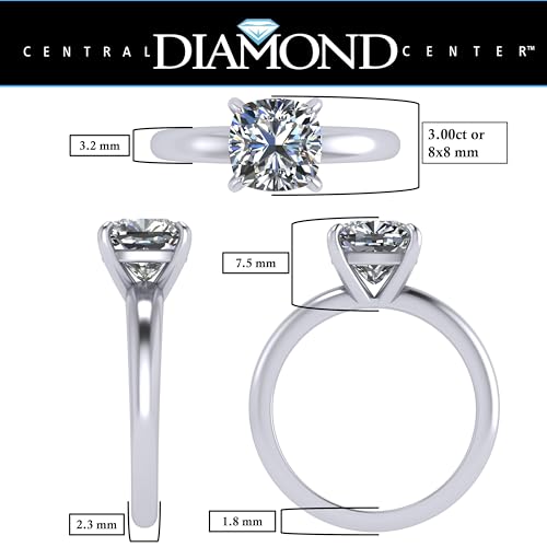 Central Diamond Center VOGUE Simulated diamond Solitaire Engagement Wedding Ring Solid Sterling Silver2