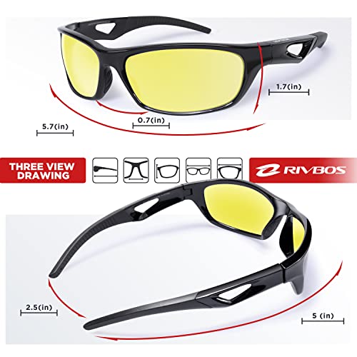Rivbos Sunglasses For Men Women Polarized Uv Protection Sports Fishing Cycling Running Rb831-Black Night Version #TOP4