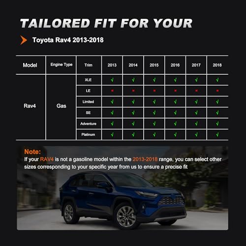 Image of AOMSAZTO Car Seat Covers for Toyota RAV4 Limited XLE SE Platinum Adventure 2013 2014 2015 2016 2017 2018 (NOT for Hybrid) Custom Fit Faux Leather Full Set Black(2013-2018 Black)