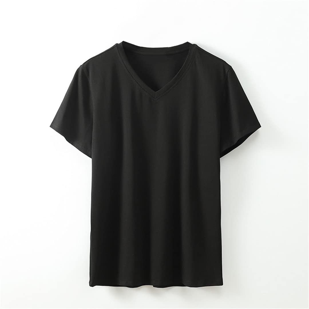 Lmtossey Letnie T-shirty Plus Size Męskie V Neck Casual Bawełniane T-shirty, Szary, 6XL