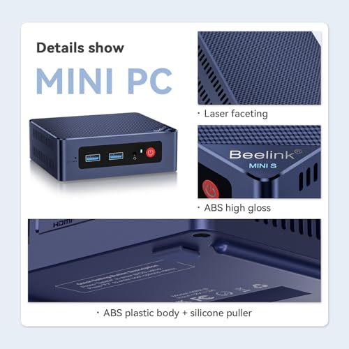 Image of Beelink Mini PC, MINI S12 Pro Intel Twin Lake N100 (4C /4T), Mini Computer 12GB LPDDR5 RAM 500GB M.2 SATA SSD, Desktop PC Dual HDMI 4K UHD /2.5G Ethernet /WiFi6 /BT5.2 /W11 Home /HTPC