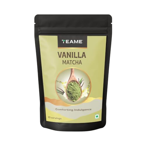 TE-A-ME Vanilla Matcha Tea Powder - 50g (33 Servings) | Make Delicious Flavoured Matcha Vanilla Latte | 100% Natural