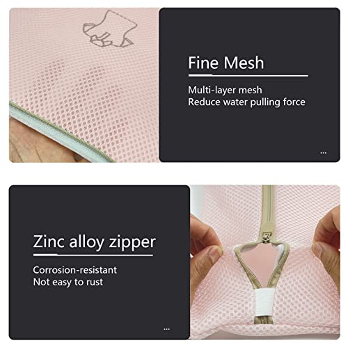 Chyuanx 6 Pack Mesh Laundry Bags For Delicates - Upgrade Thicken Lingerie Bags For Laundry With Premium Zipper，Anti-Deformation Reusable Laundry Bags Mesh Wash Bags For Washing Machine With Exquisite Embroidery Small Patterns For Overcoat , Bra, Stocking,Blouse And Hosiery (Pink) #TOP3