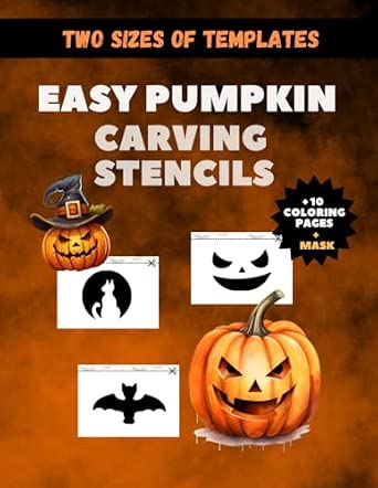 Easy Pumpkin Carving Stencils: Two sizes of templates. Ten halloween ...