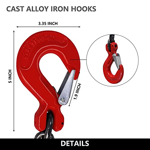 Scieo Chain Sling 5/16 Inch X 5 Feet Quad Leg With Grab Hooks And Adjusters G80 Lifting Sling Chains 5 Ton Capacity, 5Ft #TOP4