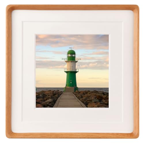 Zibrelte 12x12 Solid Teak Wood Picture Frame Matted to 8x8/10x10