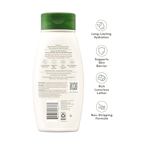 Aveeno Daily Moisturizing Body Wash, Cocoa Butter Vanilla, 18 fl. oz - image 9