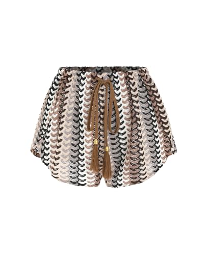 ZAFUL Bikini Cover Ups for Women Beach Crochet Swimsuit Cute Boho High Waisted Drawstring Flowy Swim Bottom,BlackBrown,M