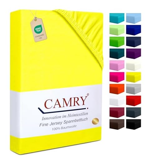CAMRY Spannbettlaken 180x200 - 200x200 cm, Baumwolle Jersey Spannbetttuch Bettlaken, Lemon, Oeko-Tex Standard 100
