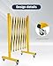Industrial Expandable Barricade with Wheels 11.5 Feet Long Retractable Metal Traffic Gate Portable Security Barrier for Construction Site Elevator Outdoor Road Yellow Black