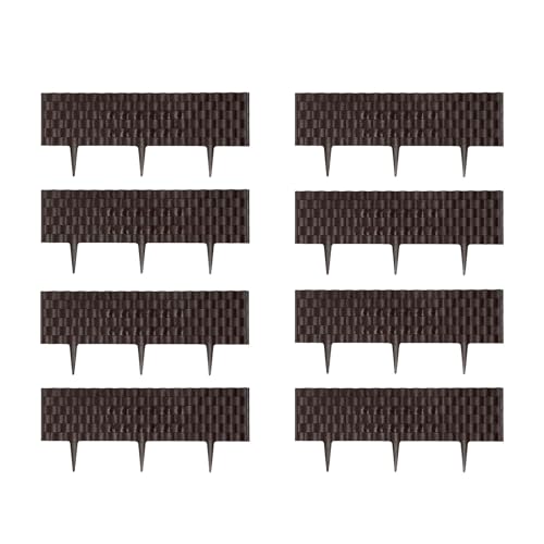 simpa Brown Plastic Rattan Style Decorative Lawn Edging Border. Pack of 8 panels 4.8M Total Length