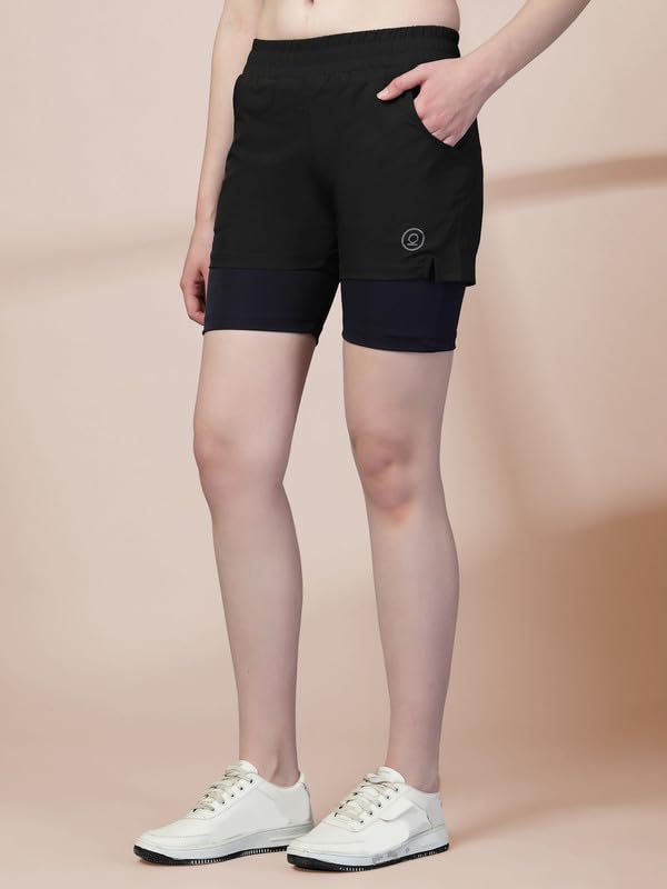 Image of CHKOKKO Gym Shorts for Women Workout Sports Running Quick Dry Fit Double Layer Inner Compression with Pockets Breathable Lightweight Wear