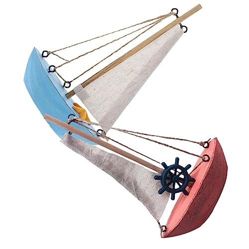 OUNONA 2Pcs Miniature Sailboat Models Mediterranean Style Desktop Decor Nautical Ornaments for Home and Office Creative Present for Sailing Enthusiasts Lightweight and Chic
