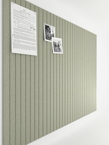 Bumusty Large Cork Board Alternative-47 x35 Felt Bulletin Board Tiles, with 30 Pushpins, 70 Adhesive Tabs, 12-Pack Slat Wall Paneling, Cork Boards for Office Push Pin Board Felt Board-Sage