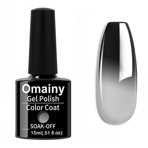 Omainy Gel Nail Polish -Color Changing Gel Nail Polish Black To White Color Changing Gel Polish Soak Off Uv Led Thermal Temperature Art 15Ml #TOP4