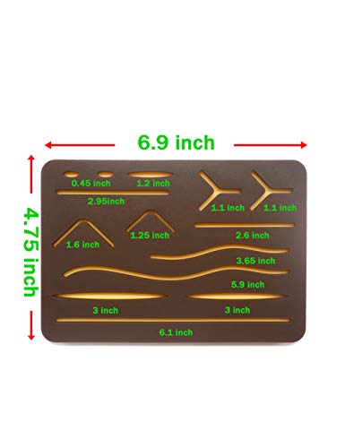 Upgraded 3-Layer Suture Pad with Wounds for Practicing Suturing - Not Easily Separate, Tear or Rip Without Anti-Slip Based (Black Skin)