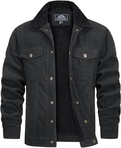 TACVASEN Herren Übergangsjacke Cargo Jacke Winter Fleecefutter Gefütterte Freizeitjacke mit...