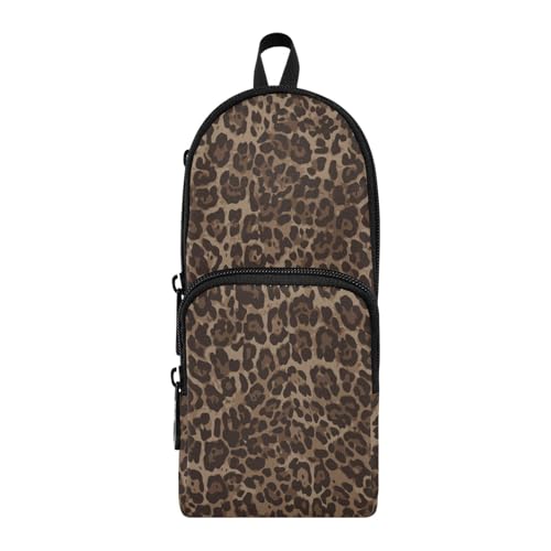 Astuccio grande capacità con tasche multiple animale leopardato sacchetto scuola ufficio adolescenti ragazze ragazzi 55 Taglia unica Adorabile pelle