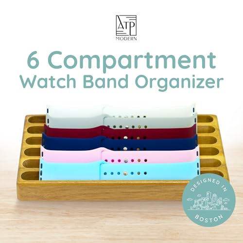 ATP MODERN Wooden Watch Band Organizer - Works with All Apple Watch Bands - Watch Band Holder - Wooden Watch Stand Display - Compatible with All Apple iWatch Bands - Solid Wood Design - Image 5