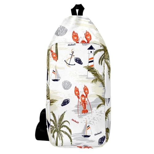 Sac à dos de voyage multicolore avec motif marin et ancre - Sacoche bandoulière 16x36.5cm