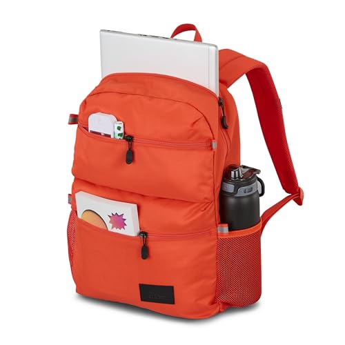 Image of High Sierra Everclass Backpack - Travel or Work Laptop Bookbag with 360 Reflectivity, Dual Water Bottle Pockets & Fits Laptops Up To 15.6 inch, One Size, ORANGE FLARE