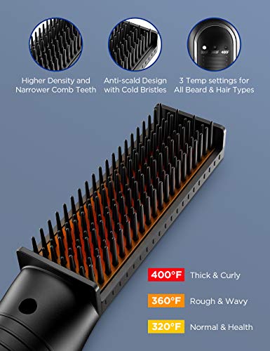 Beard Straightener, Limural Pro Heated Beard Brush For Men - Anti-Scald Hair Straightening Comb Adjustable Temperature Portable Beard Comb With Beard Oil #TOP4