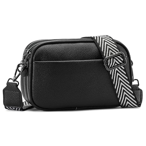 GAEKEAO Midnight Black Crossbody Purses for Women Crossbody Bag, Small Cross Body Bag for Woman Shoulder Purse with Triple Top Zipper