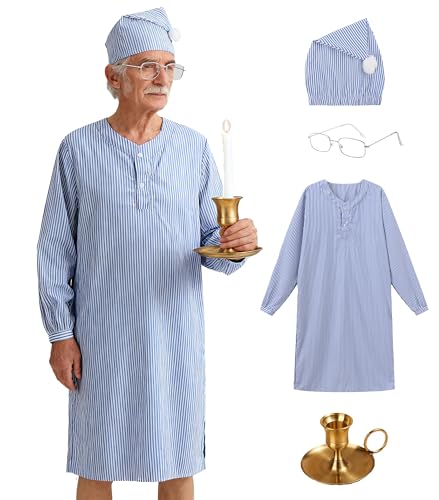 ICHIHSUE Men's Nightgown Adult Christmas Pajamas Fancy Dress Outfit Costume Cosplay (Blue, M)