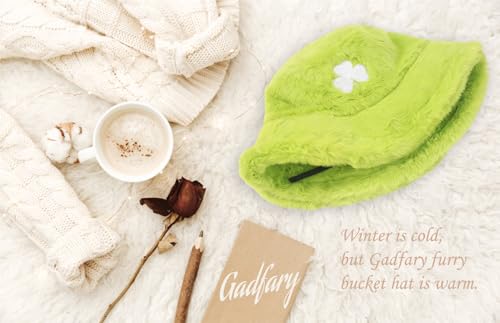 Image of Bucket Hat Women Furry Fuzzy Bucket Hats for Ladies, Winter Warm Fluffy Plush Faux Fur Hat for Women