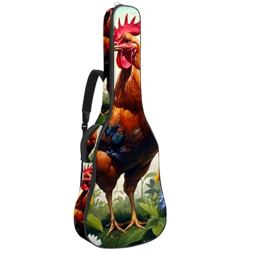 Housse guitare acoustique 41 pouces imperméable avec motif poulet fleur