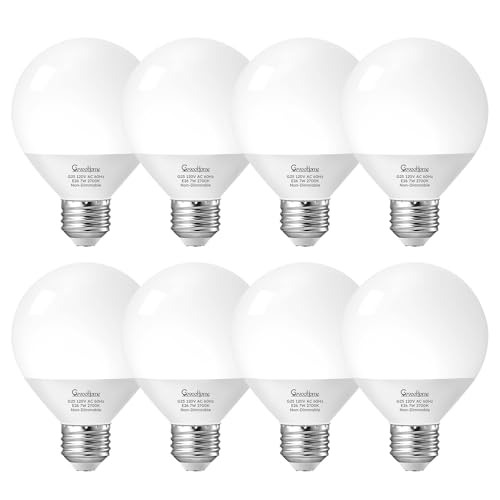 Image of GvvooHome Vanity Light Bulbs for Bathroom, G25 LED Globe Light Bulbs for Makeup Mirror Dressing Room, 60W Equivalent, 5000K Daylight, 800LM, E26 Base, Non-Dimmable, 8-Pack
