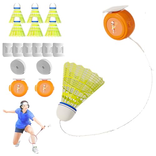 Cohbskj Badminton Rebound Trainer,Badminton Trainer Set,Badminton Self Training,Self Badminton,Badminton Single-Player Rebound Trainer (6pcs)