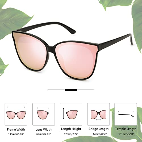 Lvioe Oversized Polarized Sunglasses For Women Trendy Large Cat Eye Uv Protection Shade Ls1627 #TOP3