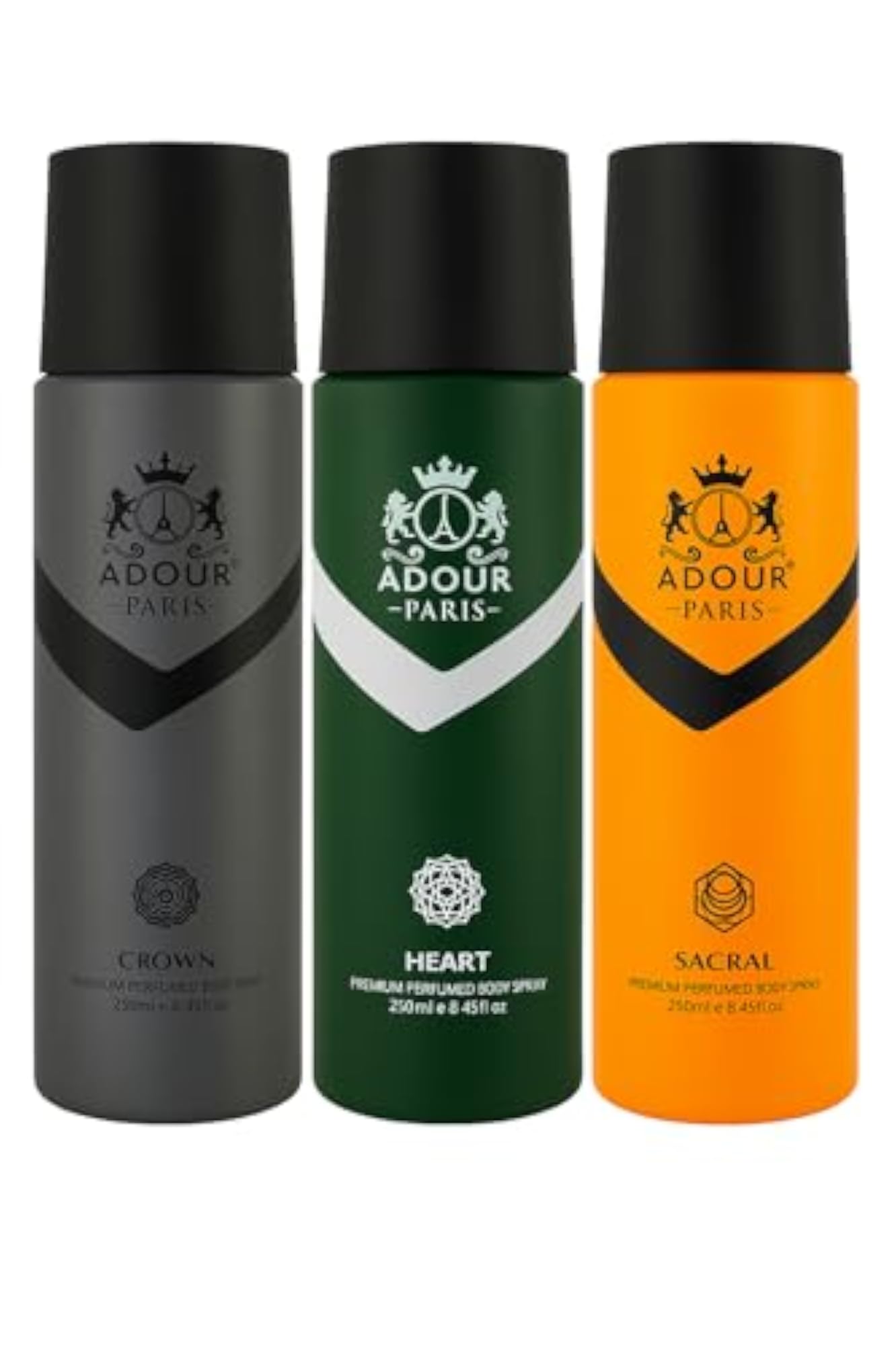 Premium Perfumed Body Spray Set of 3, 250ml