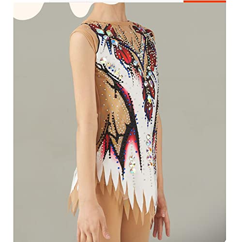 Collants de ginástica com estampa branca para meninas sem mangas, Branco, 150