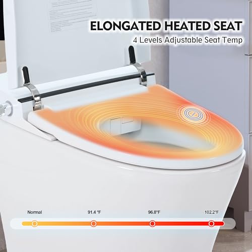 Lakifun Inodoro Inteligente Compacto Doble Descarga con Asiento Calefactable, Sensor de Pie, Luz Nocturna Blanca y Control Giratorio miniatura 4