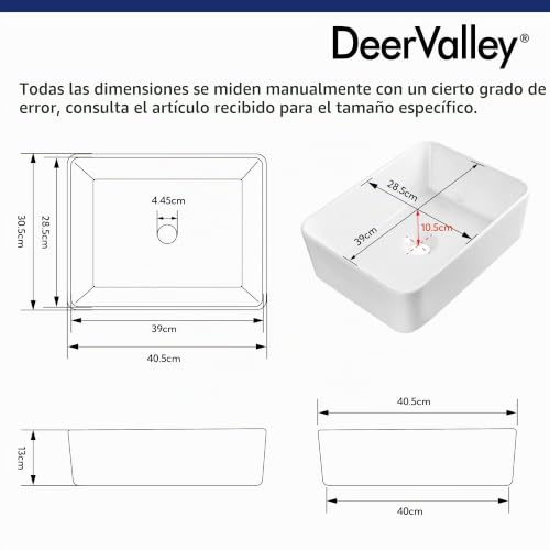 Lavabo rectangular blanco DeerValley moderno para lavabo de baño y guardarropa 4