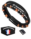 Bracelet Homme Personnalisé – Bracelet en cuir tressé noir gravé...