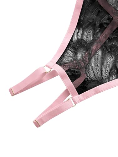 Image of Lilosy Sexy Underwire Floral Lace Sheer Lingerie Set for Women See Through Bra and Panty 2 Piece