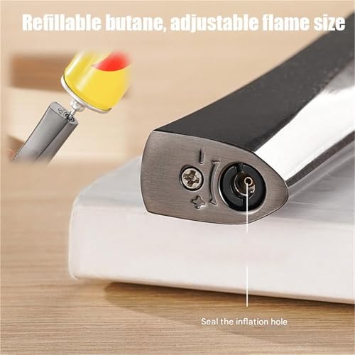 Encendedor de butano recargable de metal, mechero portátil antiviento para exterior 6