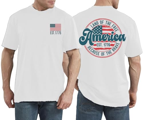 LAZYCHILD Mens American Flag Shirts: 4th of July T-Shirt USA Flag Patriotic Short Sleeve Memorial Day Tops