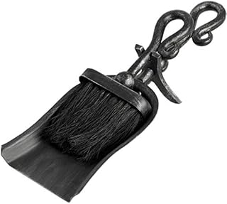 Black Brushed Steel Hearth Tidy Brush Set Loop Top Handle Fireplace Accessory