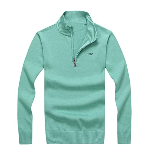 Cardigan en coton homme vert clair col montant zippé taille XL