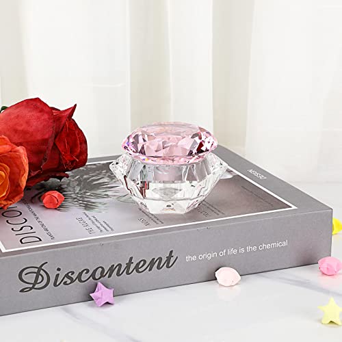 Ownmy Crystal Dappen Dish With Lid For Acrylic Nail Crystal Tealight Candle Holder Glass Votive Candle Stand, Decorative Crystal Tealight Holder Crystal Monomer Dish With Diamond Lid Diy Nail Art Bowl #TOP5