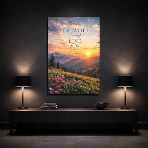 Tableau montagne coucher de soleil - Impression sur toile chic - 3