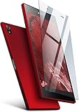 moex Hardcase kompatibel mit Sony Xperia Z5 - Hülle Ultra dünn mit Schutzglas Schutzfolie, Slim Case Handyhülle beidseitig, matt Rot