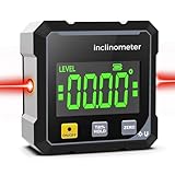 Digital Angle Finder with Laser, 4-Side Magnetic Angle Gauge & LCD Display, Digital Level Box & Inclinometer, Waterproof Inclinometer Level, Woodworking Measuring Tool